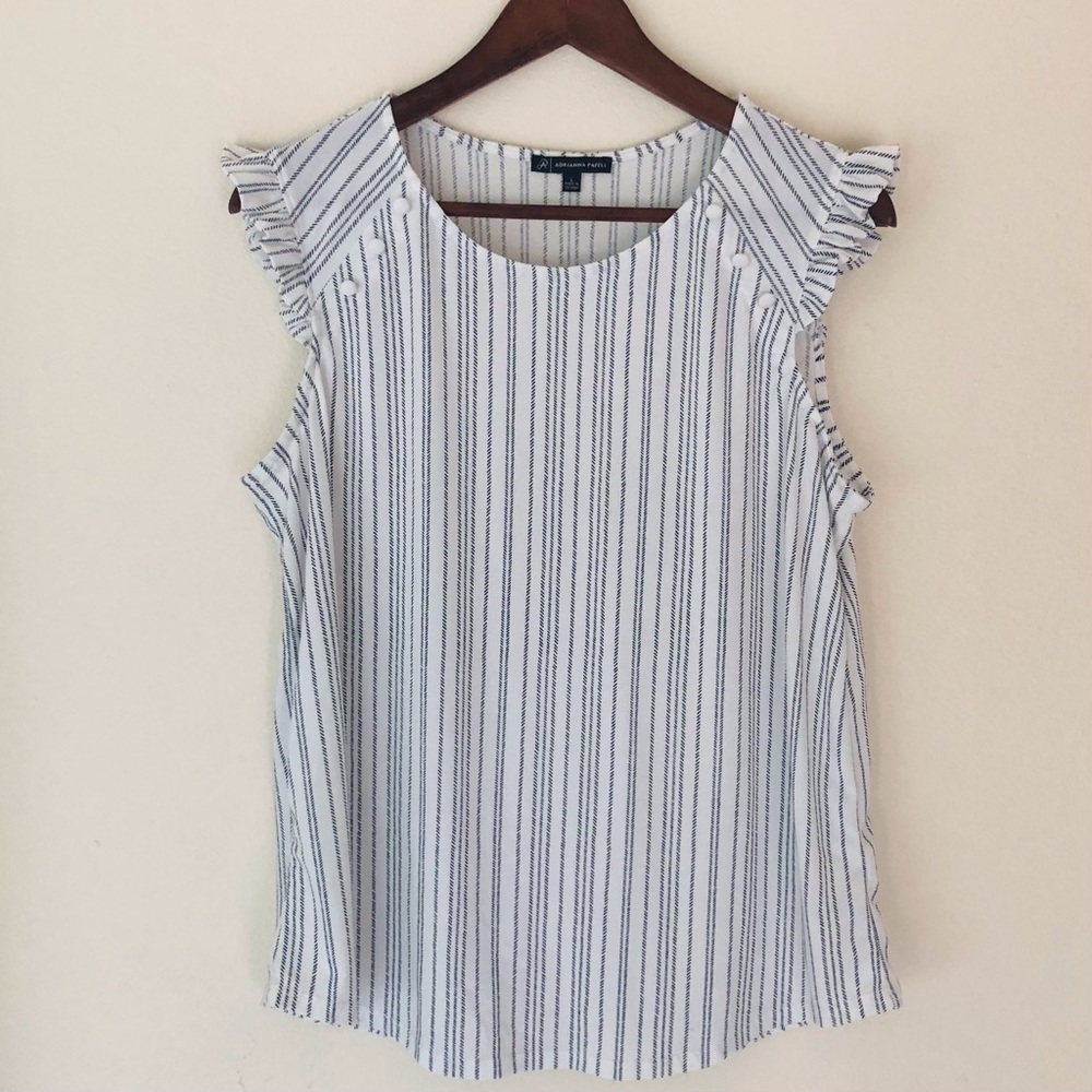 Adrianna Papell - Large - Blue/White Stripe Top